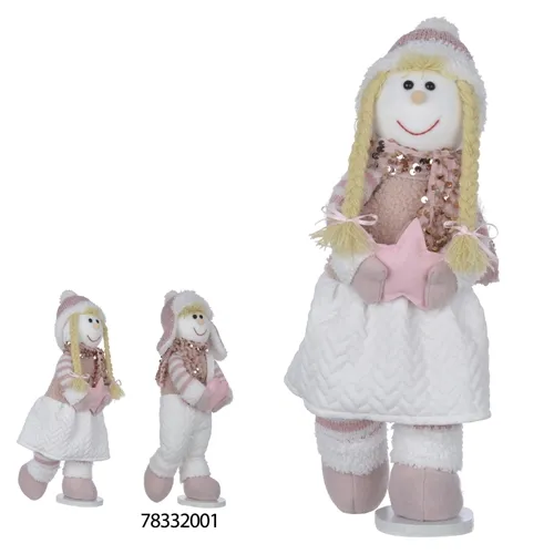 Boneco Natal Menina em Pe - Rosa - 40cm