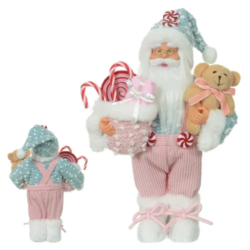 Papai Noel em Pe Candy Colors - Rosa e Azul - 30cm