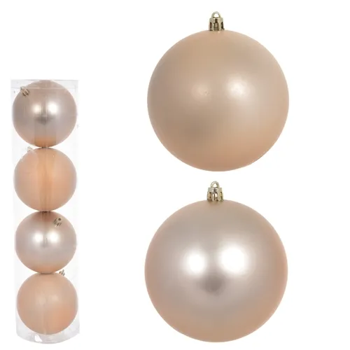 Bola Natal em Tubo Fosca C/4 Und. - Bege - 10cm