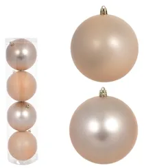 Bola Natal em Tubo Fosca C/4 Und. - Bege - 10cm