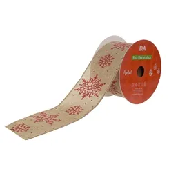 Fita Aramada Tecido C/Costura - Bege e Vermelho - 6,3cmx9,14m
