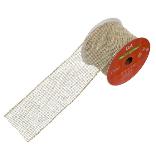 Fita Aramada Telca C/Glitter C/Costura - Champanhe - 6,3cmx9,14m