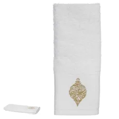 Toalha Labado Bordado Natal Bola - Branco - 30x50cm