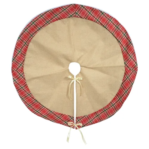 Saia Arvore Natal Tecido - Bege e Vermelho - 85cm