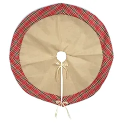 Saia Arvore Natal Tecido - Bege e Vermelho - 85cm