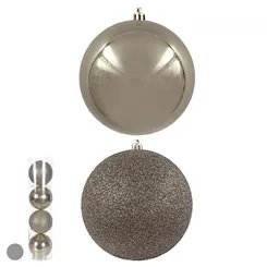 Bola Natal em Tubo Mista C/4 Und. - Champanhe - 10cm