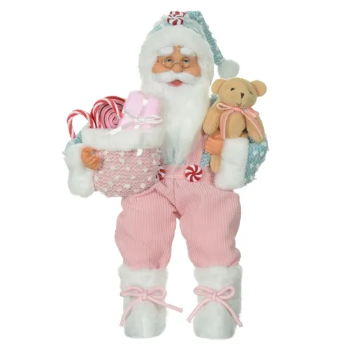 Papai Noel Sentado Candy Colors - Rose e Azul - 45cm