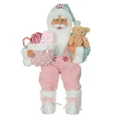 Papai Noel Sentado Candy Colors - Rose e Azul - 45cm