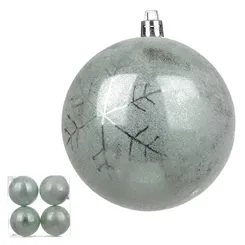 Bola Natal Decorada PVC C/4 Und. - Azul Claro - 8cm