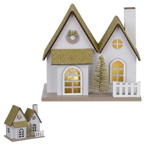 Casinha Decor C/LED - Champanhe 13x8,5x14,5cm