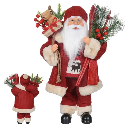 Papai Noel em Pe - Vermelho e Bege - 45cm