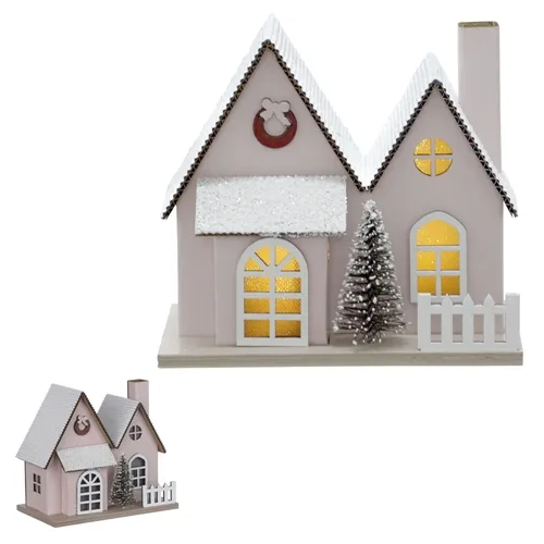 Casinha Decor C/Lead - Rosa Claro - 13x8,5x14,5cm