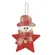 Enfeite Natal Boneco de Neve Estrela - Vermelho e Bege - 10x13cm