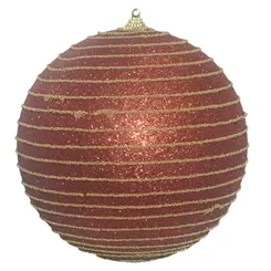 Bola de Natal Decorada C/Glitter no PVC C/1 Und. Vermelho e Dourado - 15cm