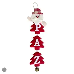Natal Enfeite Papai Noel Paz - Vermelho e Bege - 10x47cm