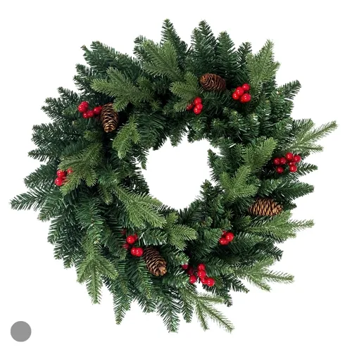 GUIRLANDA NATAL C/ BERRY E PINHA C/135 TIPS (VERDE) 60cm  - 45211001 - FA