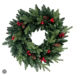 GUIRLANDA NATAL C/ BERRY E PINHA C/135 TIPS (VERDE) 60cm  - 45211001 - FA