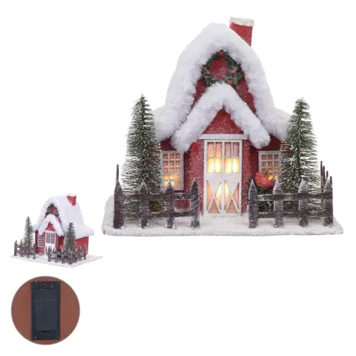 NATAL  CASINHA DECORATIVA C/LED 24X19X22,5cm (VERMELHO BRANCO) - 50433001 - FA