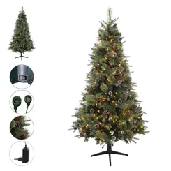 A.ARVORE NATAL C/ BERRY E PINHA 1360 TIPS 400 LEDS C/BASE GIRATORIA (VERDE) 2,1m  - 48695001 - FA