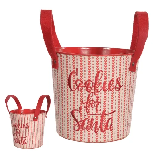 NATAL CESTO METAL C/ALCAS CANDY (VERMELHO BRANCO) 17X17X16cm  - 50380001 - FA