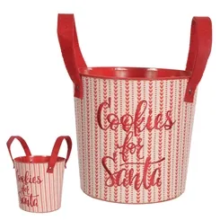 NATAL CESTO METAL C/ALCAS CANDY (VERMELHO BRANCO) 17X17X16cm  - 50380001 - FA