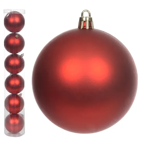 BOLA NATAL EM TUBO FOSCA C/6 UND (VERMELHO) 8cm - 48191002 - FA