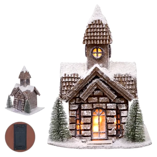 NATAL CASINHA DECORATIVA C/LED 22X17X31cm (BEGE BRANCO)   50439001 - FA