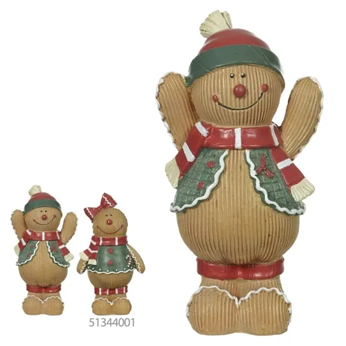 RESINA NATAL MENINO GINGERBREAD (VERMELHO VERDE) 16X10cm  - 51341001 - FA