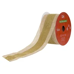 FITA ARAMADA JUTA C/GLITTER C/COSTURA (BEGE DOURADO) 6,3cmX9,14m  - 47025004 - FA
