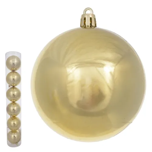 BOLA NATAL EM TUBO METALIZADA C/6 UND (DOURADO) 8cm  - 48189001 - FA