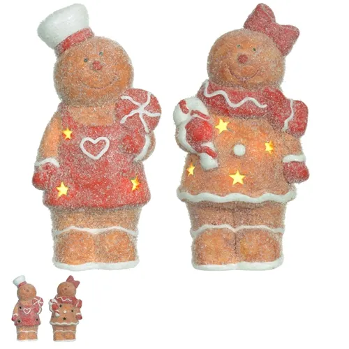 NATAL  COOKIE DECORATIVO SORTIDO C/LED 15,5X8X7cm (BEGE VERMELHO)  - 50275001 - FA