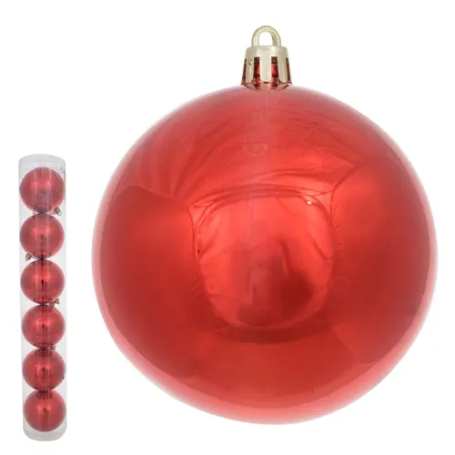 BOLA NATAL EM TUBO METALIZADA C/6 UND (VERMELHO) 8cm  - 48189002 - FA