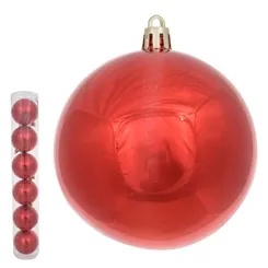 BOLA NATAL EM TUBO METALIZADA C/6 UND (VERMELHO) 8cm  - 48189002 - FA