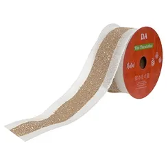 FITA ARAMADA JUTA C/GLITTER C/COSTURA (BRANCO CHAMPANHE) 6,3cmX9,14m  - 47025003 - FA