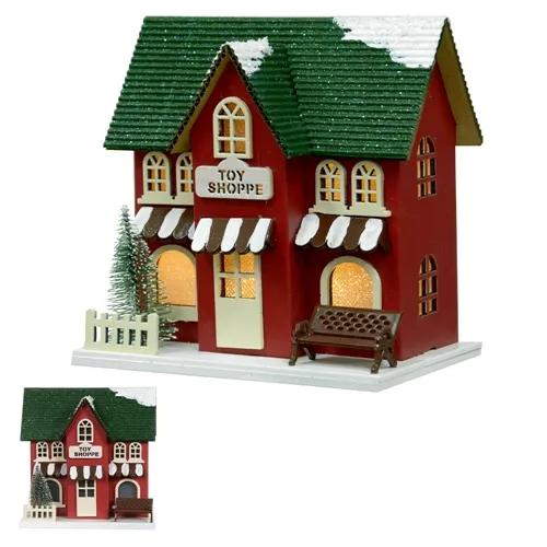 NATAL  CASINHA DECORATIVA TOY SHOP C/LED 12,5X9X12,5cm (VERMELHO VERDE)  - 50343001 - FA