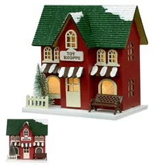 NATAL  CASINHA DECORATIVA TOY SHOP C/LED 12,5X9X12,5cm (VERMELHO VERDE)  - 50343001 - FA