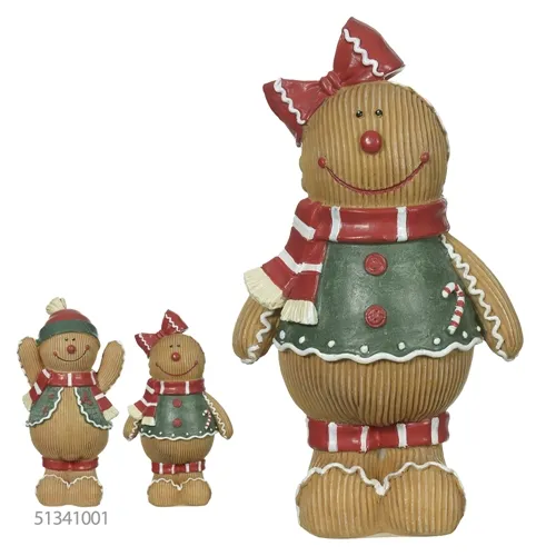 RESINA NATAL MENINA GINGERBREAD (VERMELHO VERDE) 16X10cm  - 51344001 - FA
