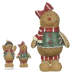 RESINA NATAL MENINA GINGERBREAD (VERMELHO VERDE) 16X10cm  - 51344001 - FA