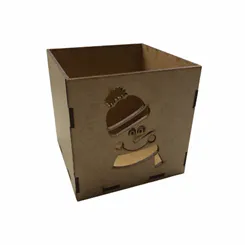 CACHEPOT NATALINO BONECO DE NEVE 10,5X10,5X10,5CM CRU - RO