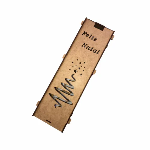 CAIXA LASER PORTA VINHO ARABESCO FELIZ NATAL - RO