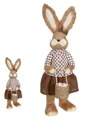 PASCOA BONECO COELHO FEMEA EM PE PALHA (MARROM) 74X23X30CM  - 46366001 - FA