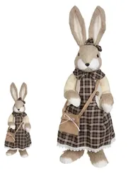 PASCOA BONECO COELHO FEMEA EM PE SISAL PALHA (VERDE BEGE) 63X22CM  - 46360001 - FA