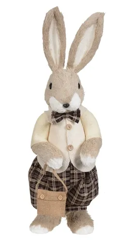 PASCOA BONECO COELHO MACHO EM PE SISAL PALHA (VERDE BEGE) 63X22CM  - 46359001 - FA