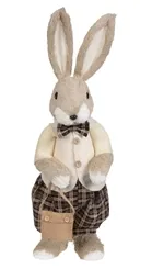 PASCOA BONECO COELHO MACHO EM PE SISAL PALHA (VERDE BEGE) 63X22CM  - 46359001 - FA