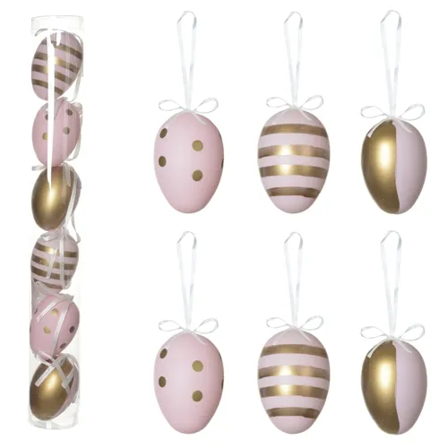 PASCOA ENFEITE OVO PLT PVC C/6 UND (ROSA DOURADO) 6cm  - 76119001 - FA