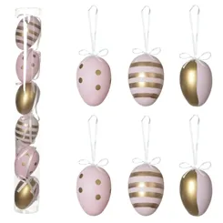 PASCOA ENFEITE OVO PLT PVC C/6 UND (ROSA DOURADO) 6cm  - 76119001 - FA