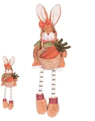 BONECO PASCOA COELHO FEMEA SENTADO (LARANJA) 45cm  - 46186001 - FA