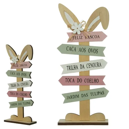 PLACA DECORATIVA  PASCOA 29,5X4,5X12cm (BEGE ROSA)