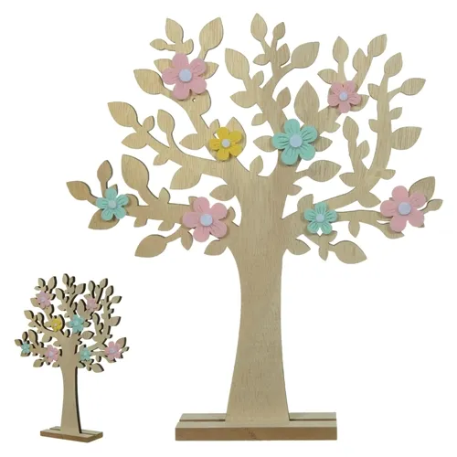 OBJETO DECORATIVO   ARVORE C/FLORES 29X26X4,5cm (BEGE COLORIDO)