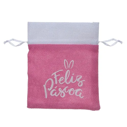 PASCOA EMBALAGEM TECIDO (ROSA) 14X12cm